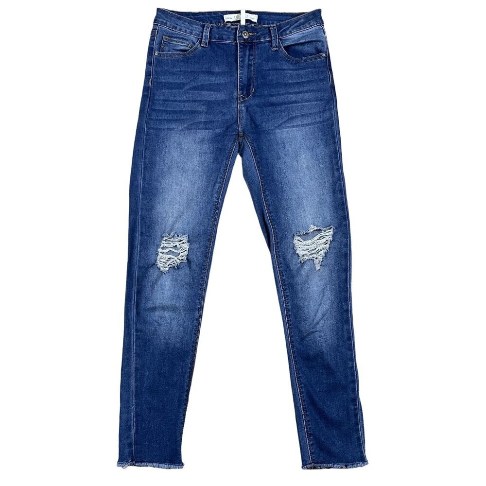 Papaya Jeans Womens 9 High Rise Raw Hem Whisker Distressed